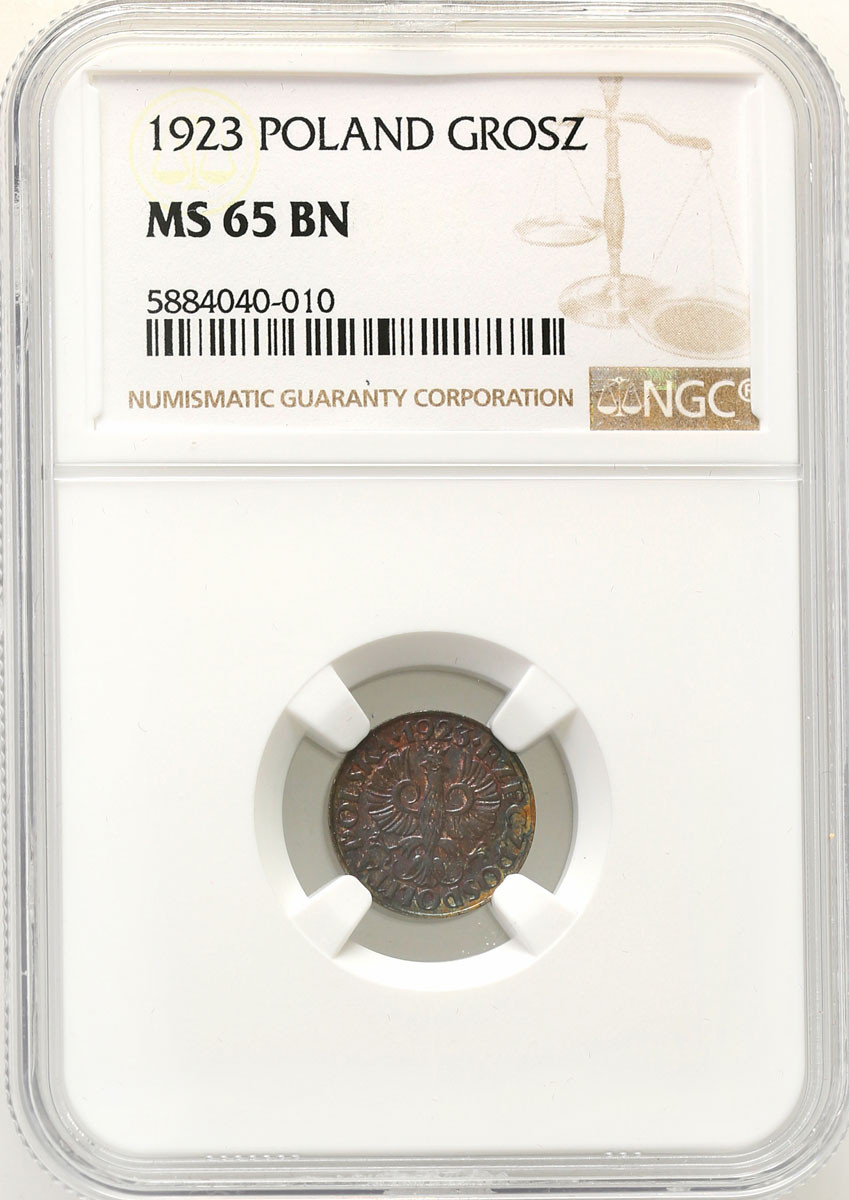 II RP. 1 grosz 1923 NGC MS65 BN